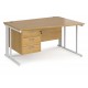 Maestro Cable Managed Leg Wave Desk with Three Drawer Pedestal